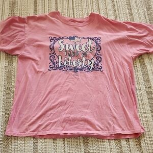 Fruit of the Loom Pink Juniors Tee - Sweet Land of Liberty